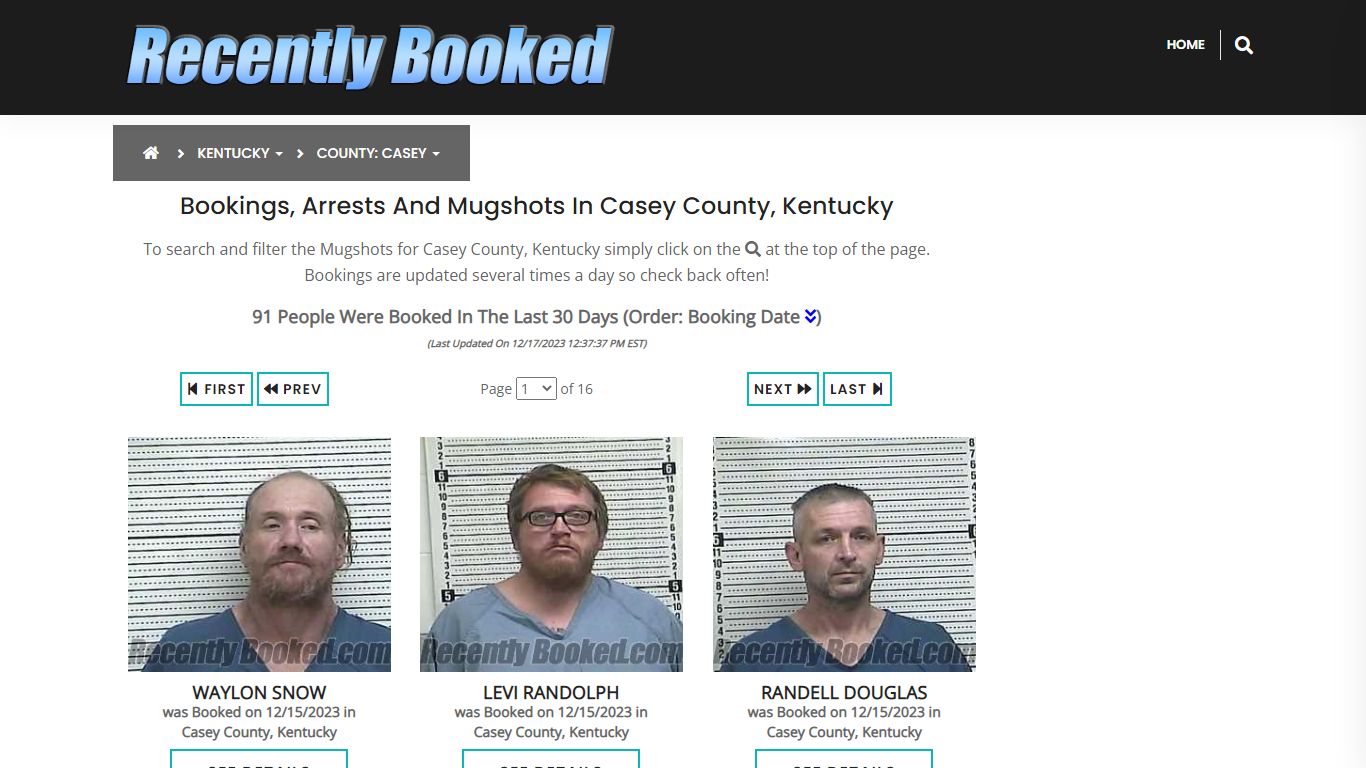 Recent bookings, Arrests, Mugshots in Casey County, Kentucky